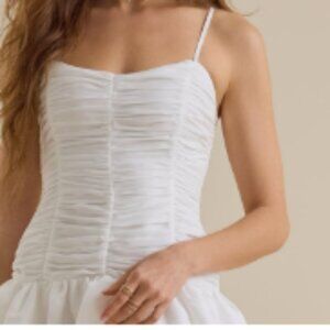 White Ruched Mini Dress | XXS | Perfect for Graduation 🤍